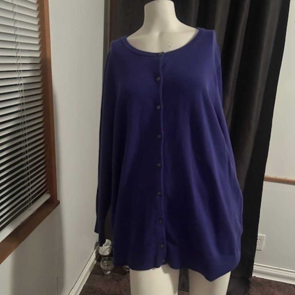 Lands' End Blue button-down cardigan, size 3X